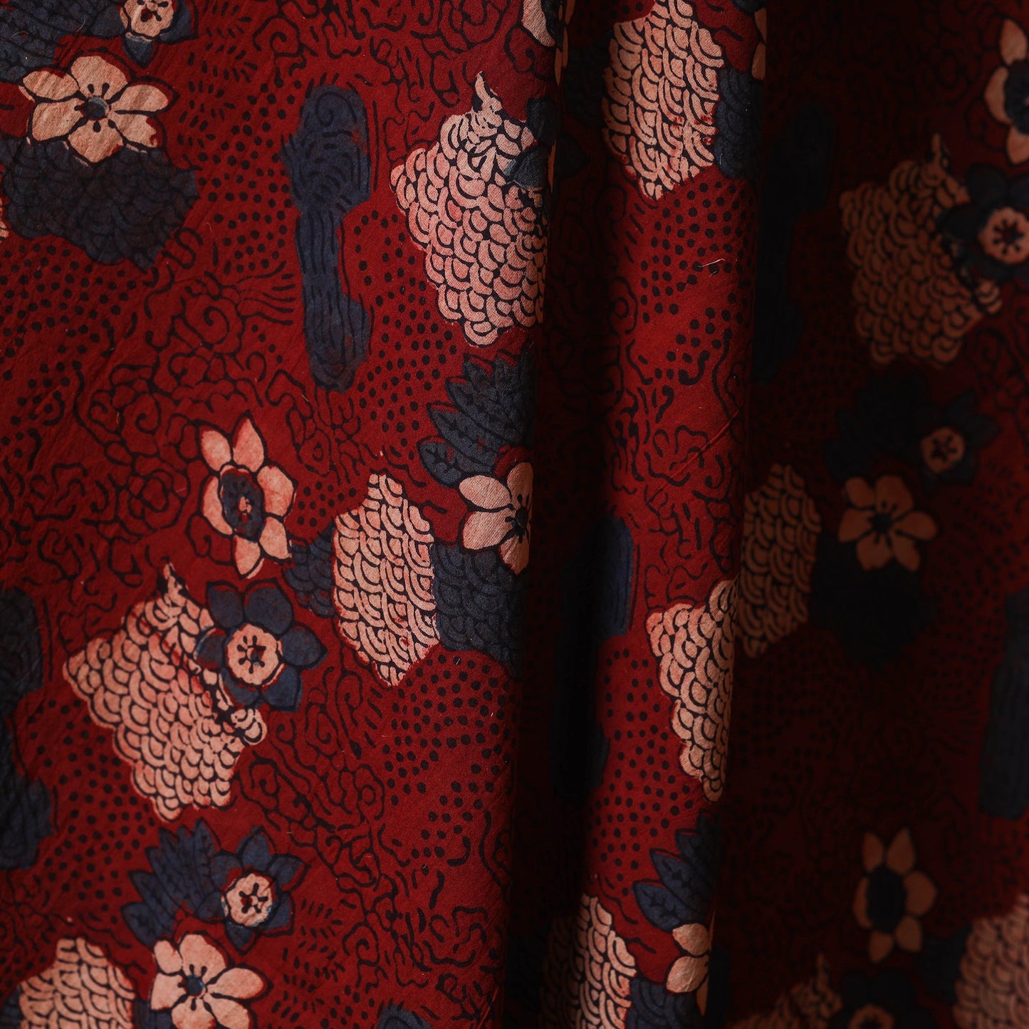 Maroon - natural dyed cotton fabric 85 - handcrafted