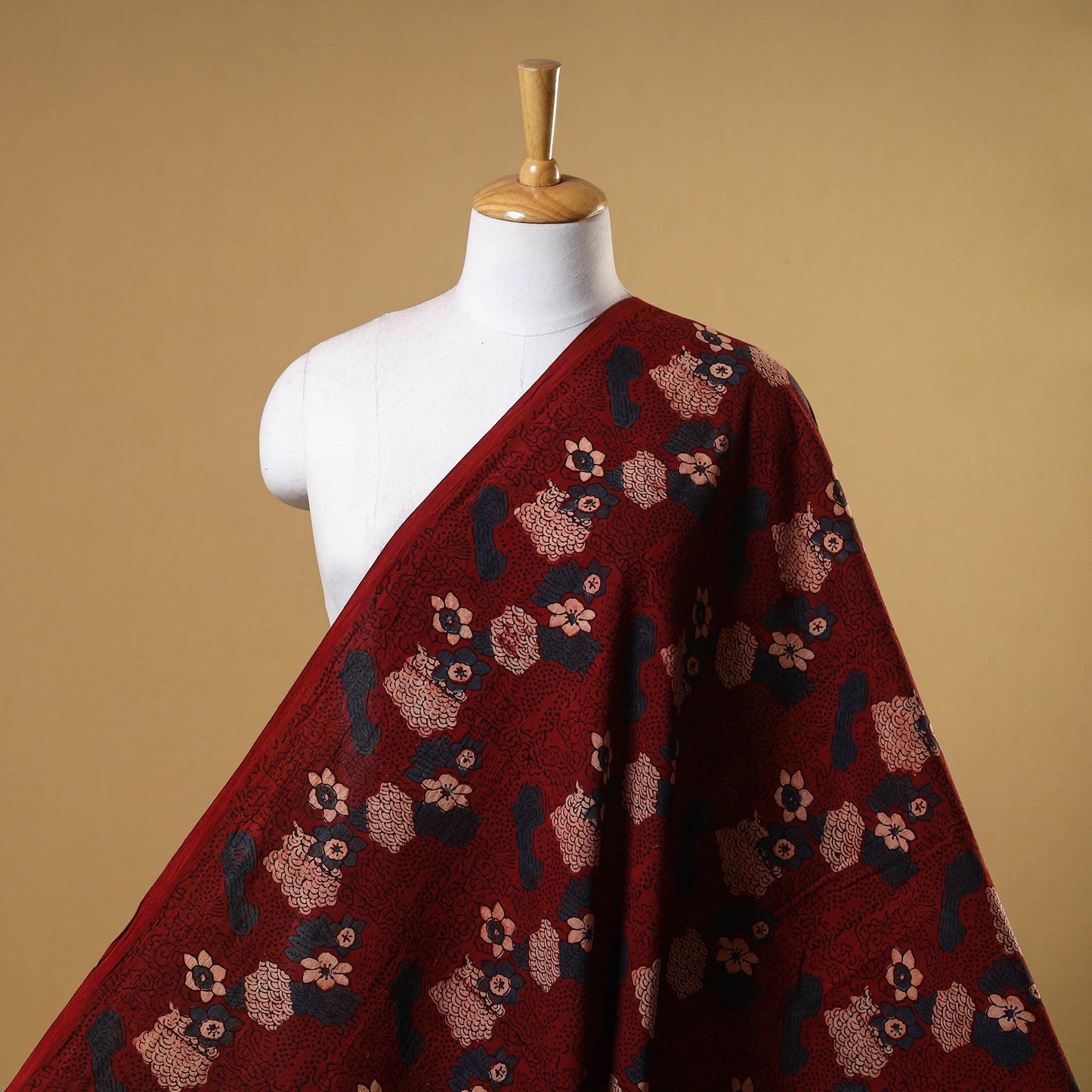 Maroon - natural dyed cotton fabric 85 - handcrafted