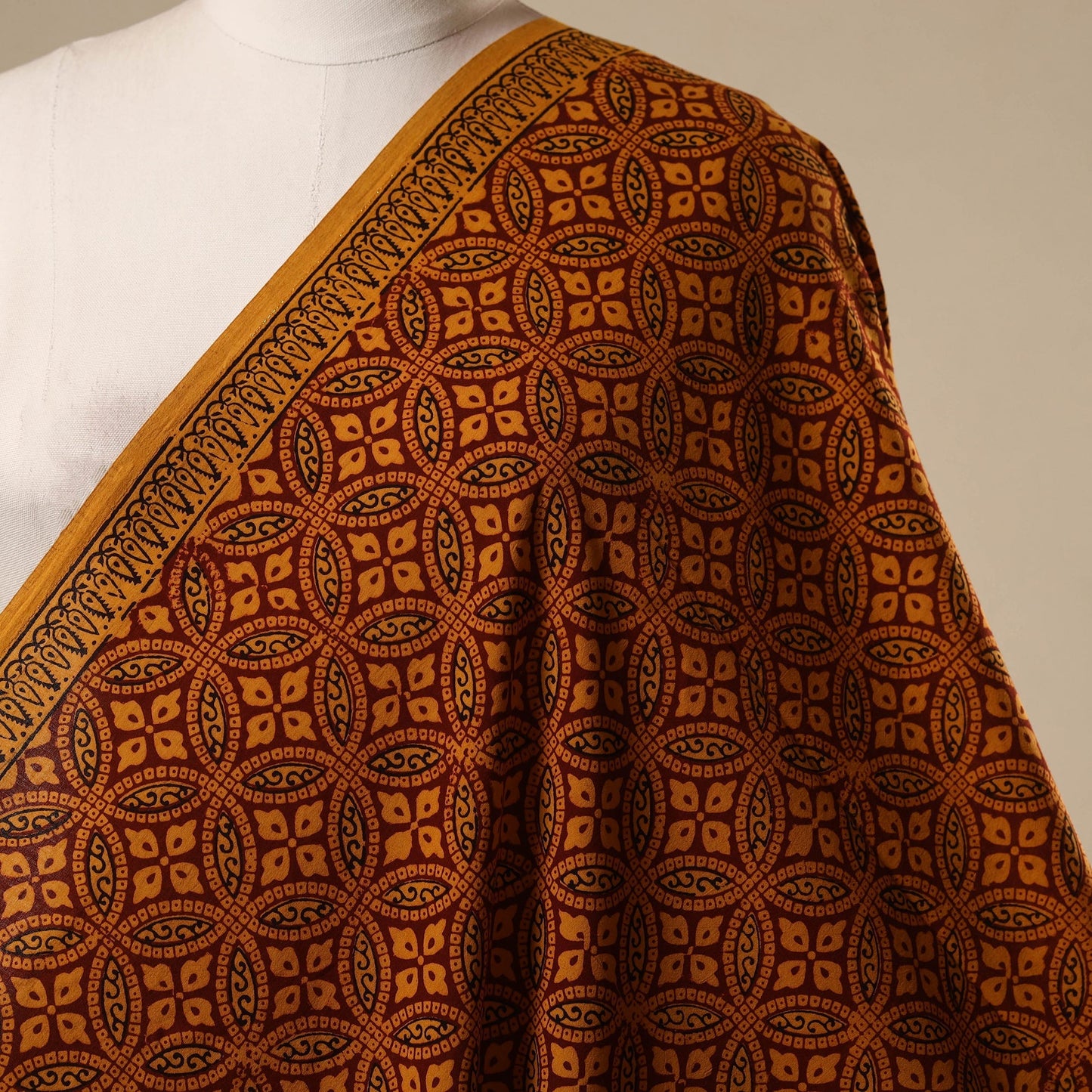 Natural dyed cotton hand bagh fabric 18 - handcrafted