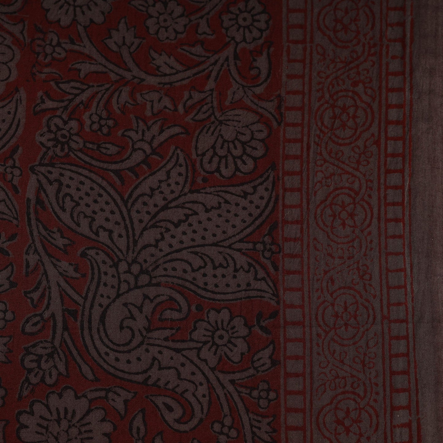 Brown - natural dyed cotton hand bagh fabric 04
