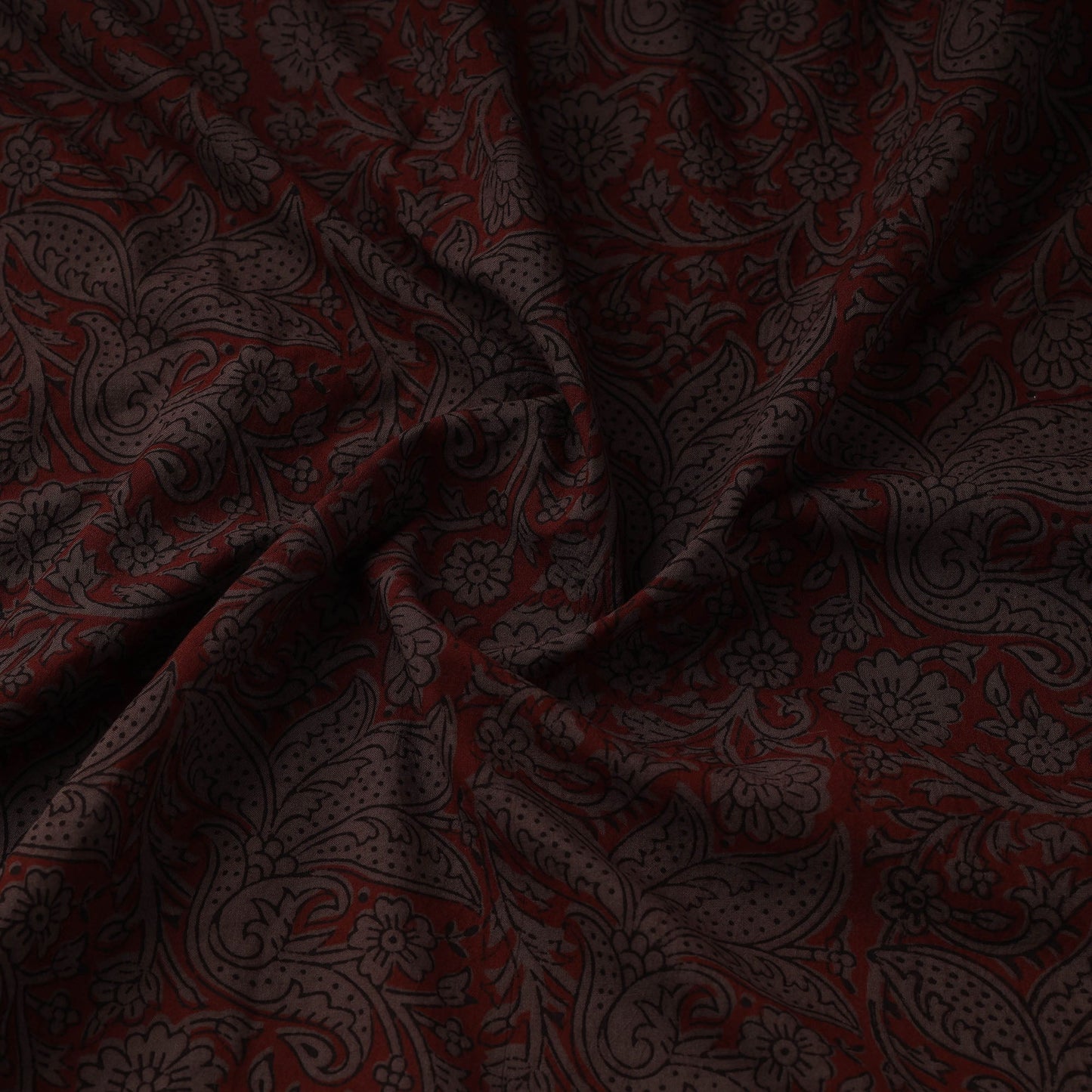 Brown - natural dyed cotton hand bagh fabric 04