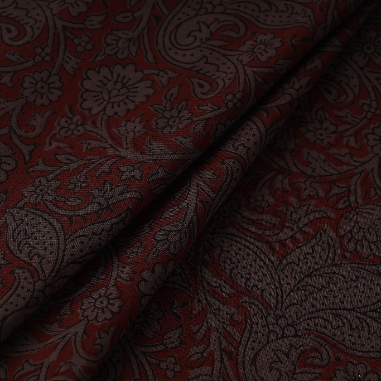 Brown - natural dyed cotton hand bagh fabric 04