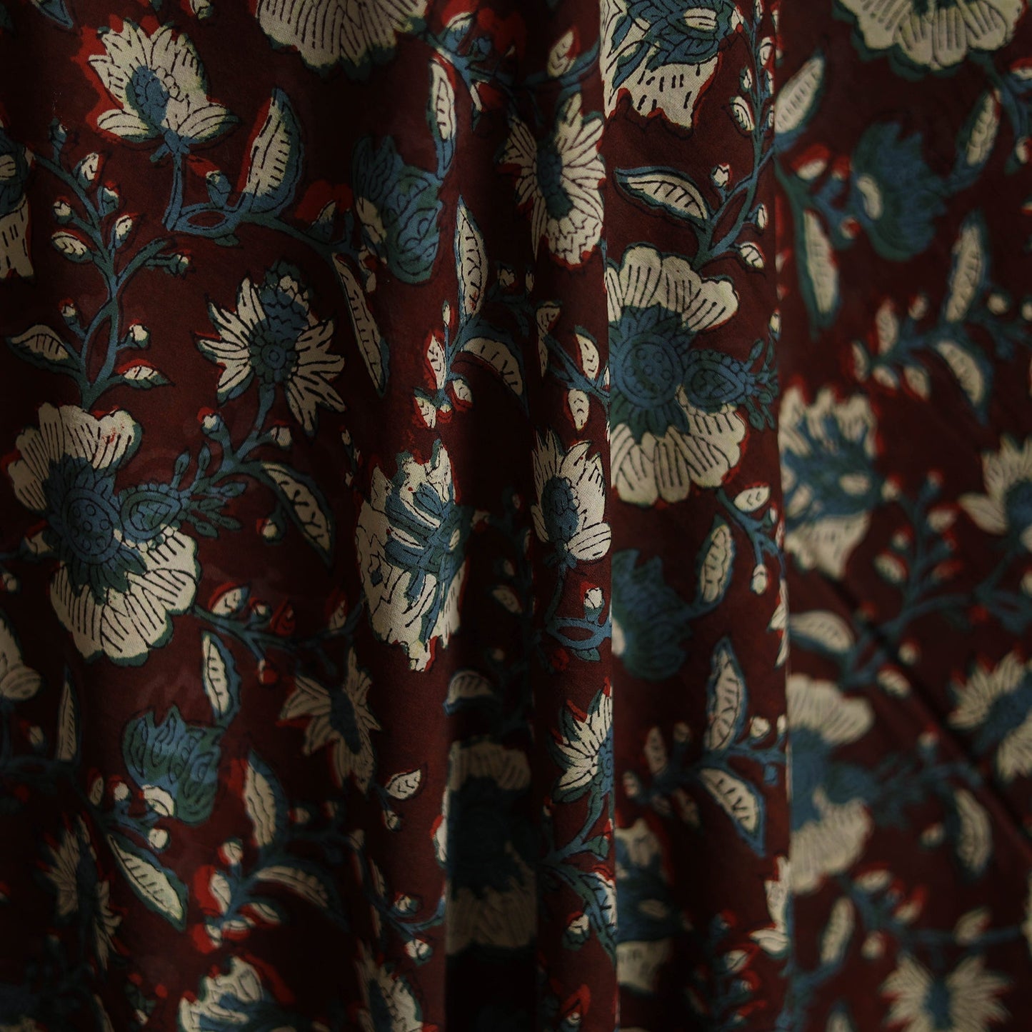 Natural dyed cotton hand block bagru print fabric 02