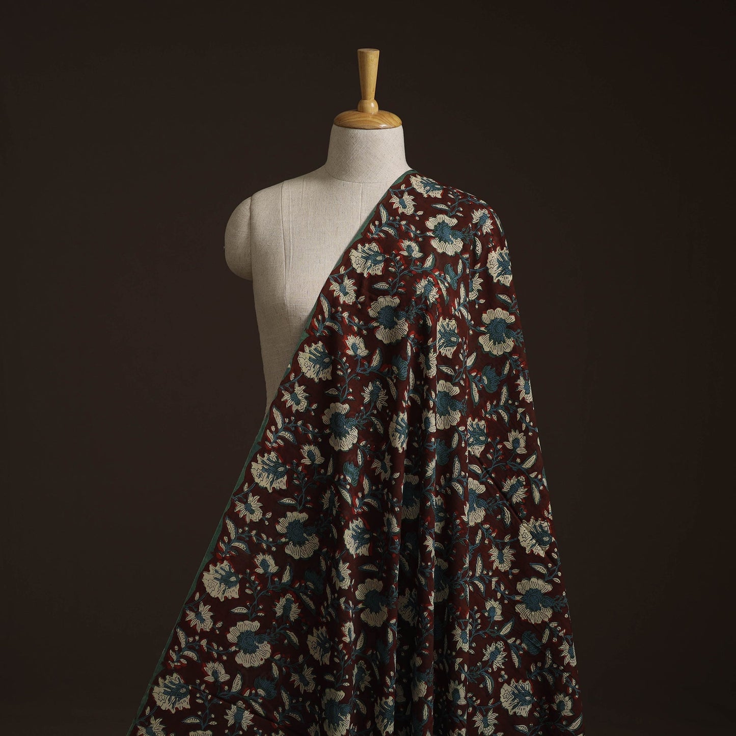 Natural dyed cotton hand block bagru print fabric 02