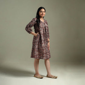Natural dyed cotton hand block print kalamkari dress 09
