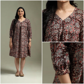 Natural dyed cotton hand block print kalamkari dress 09