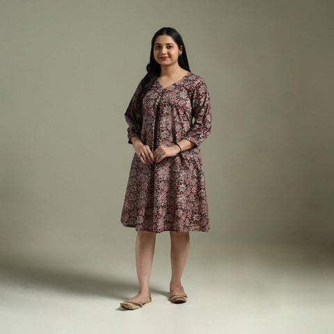 Natural dyed cotton hand block print kalamkari dress 09