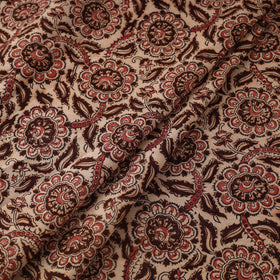 Maroon Natural Dyed Block Print Cotton Pedana Kalamkari Fabric