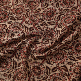 Maroon Natural Dyed Block Print Cotton Pedana Kalamkari Fabric