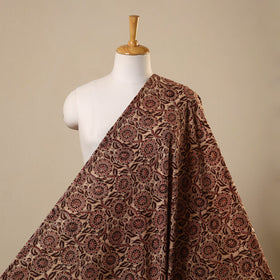 Maroon Natural Dyed Block Print Cotton Pedana Kalamkari Fabric