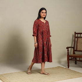 Maroon - natural dyed cotton tiered dress 06 - handcrafted