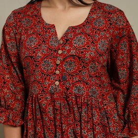 Maroon - natural dyed cotton tiered dress 06 - handcrafted