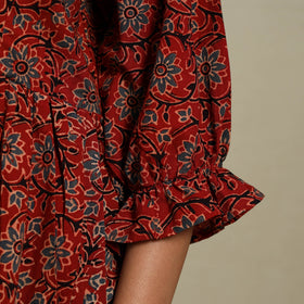 Maroon - natural dyed cotton tiered dress 06 - handcrafted