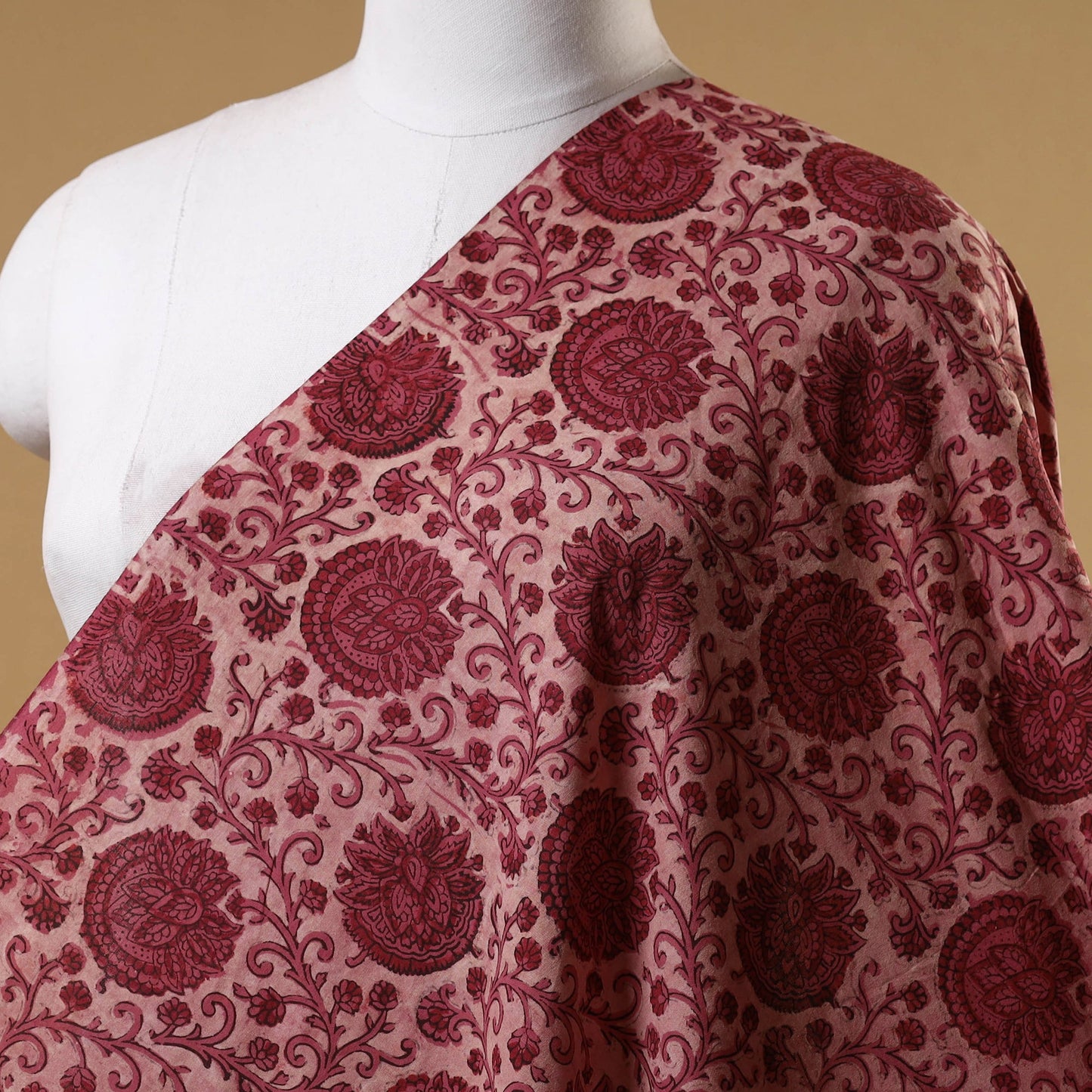 Maroon - natural dyed cotton vanaspati bagru fabric 17