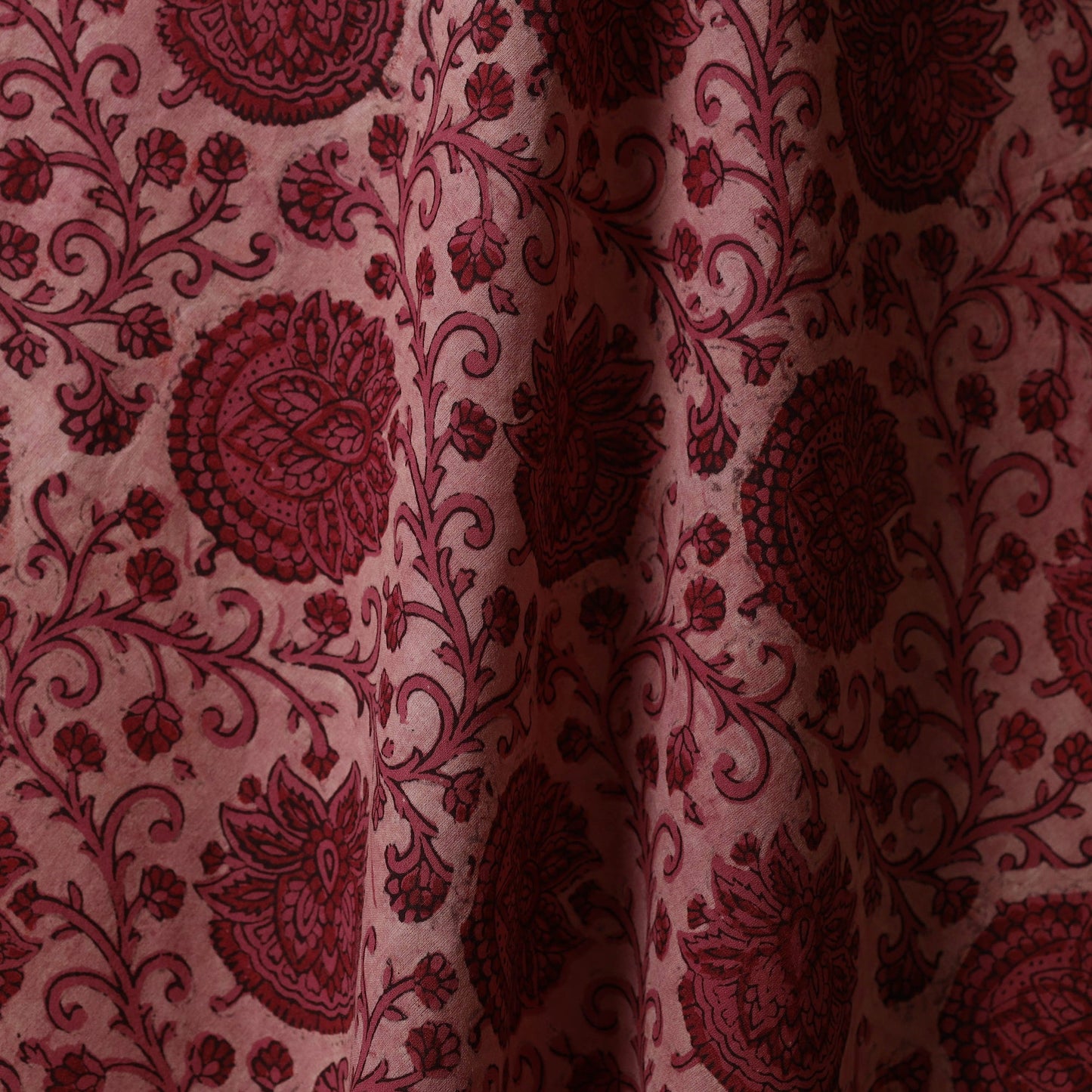 Maroon - natural dyed cotton vanaspati bagru fabric 17