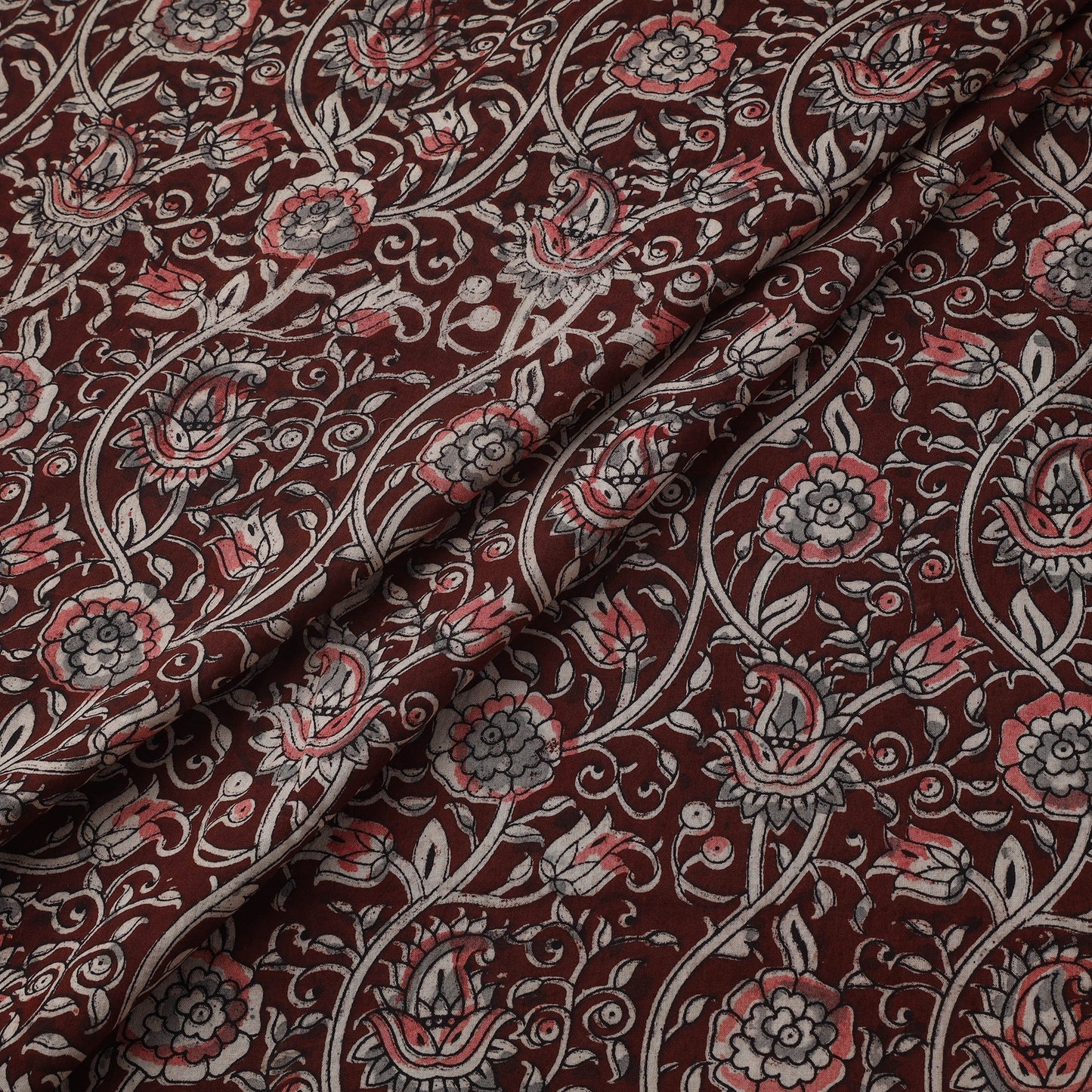 Natural dyed hand block print cotton kalamkari fabric 01