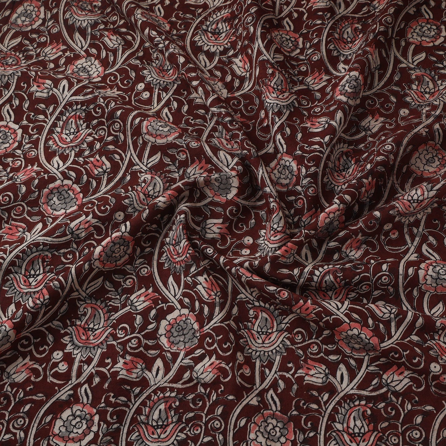 Natural dyed hand block print cotton kalamkari fabric 01