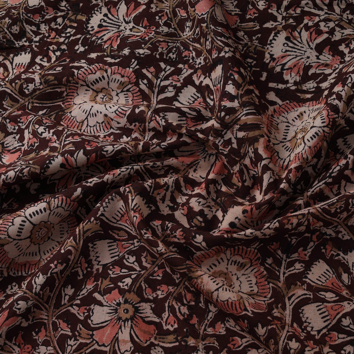 Natural dyed hand block print cotton kalamkari fabric 07