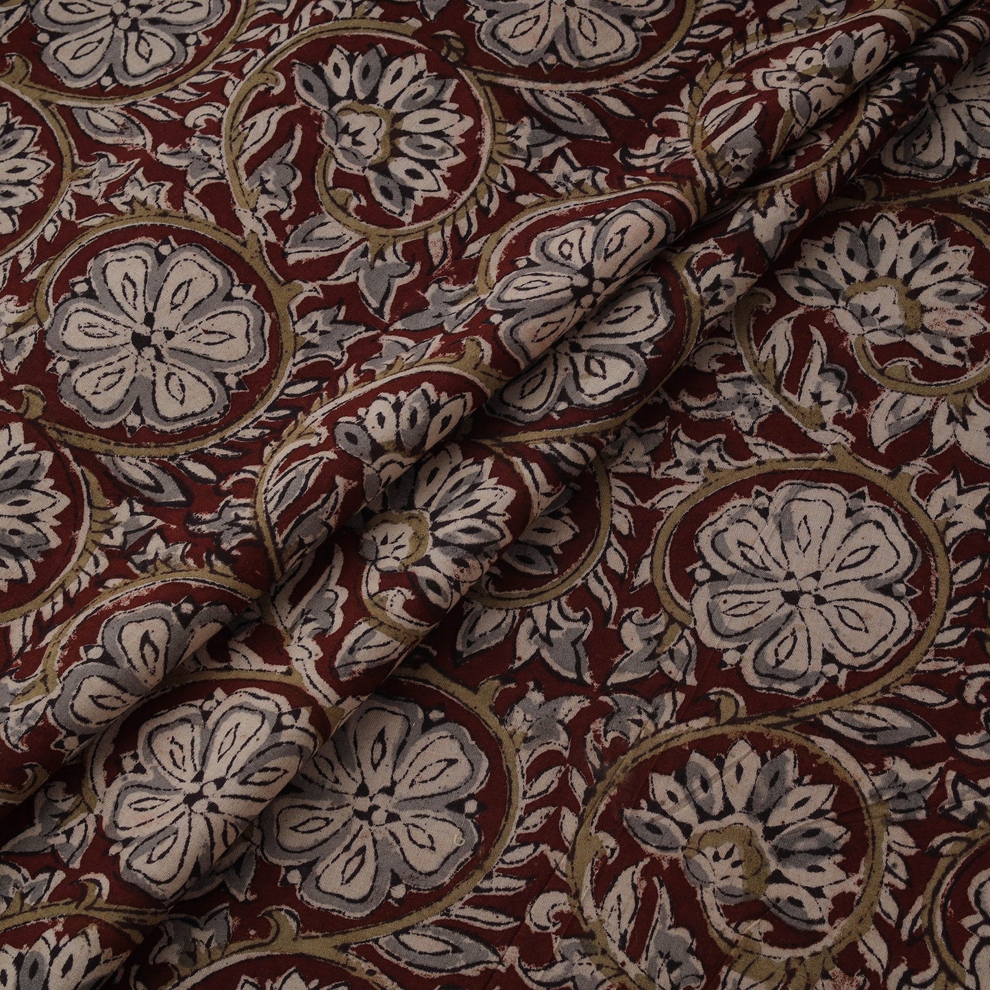 Natural dyed hand block print cotton kalamkari fabric 14