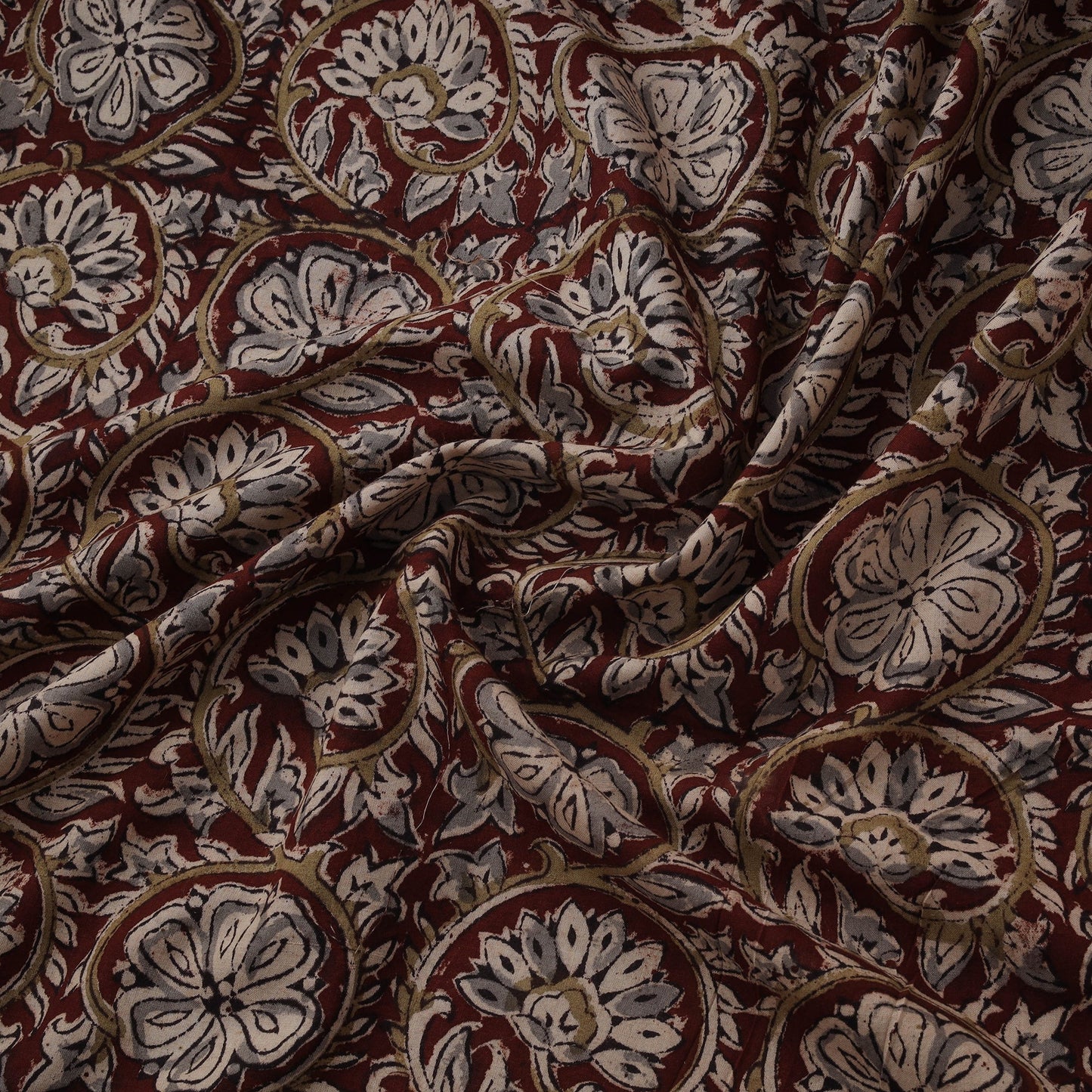 Natural dyed hand block print cotton kalamkari fabric 14