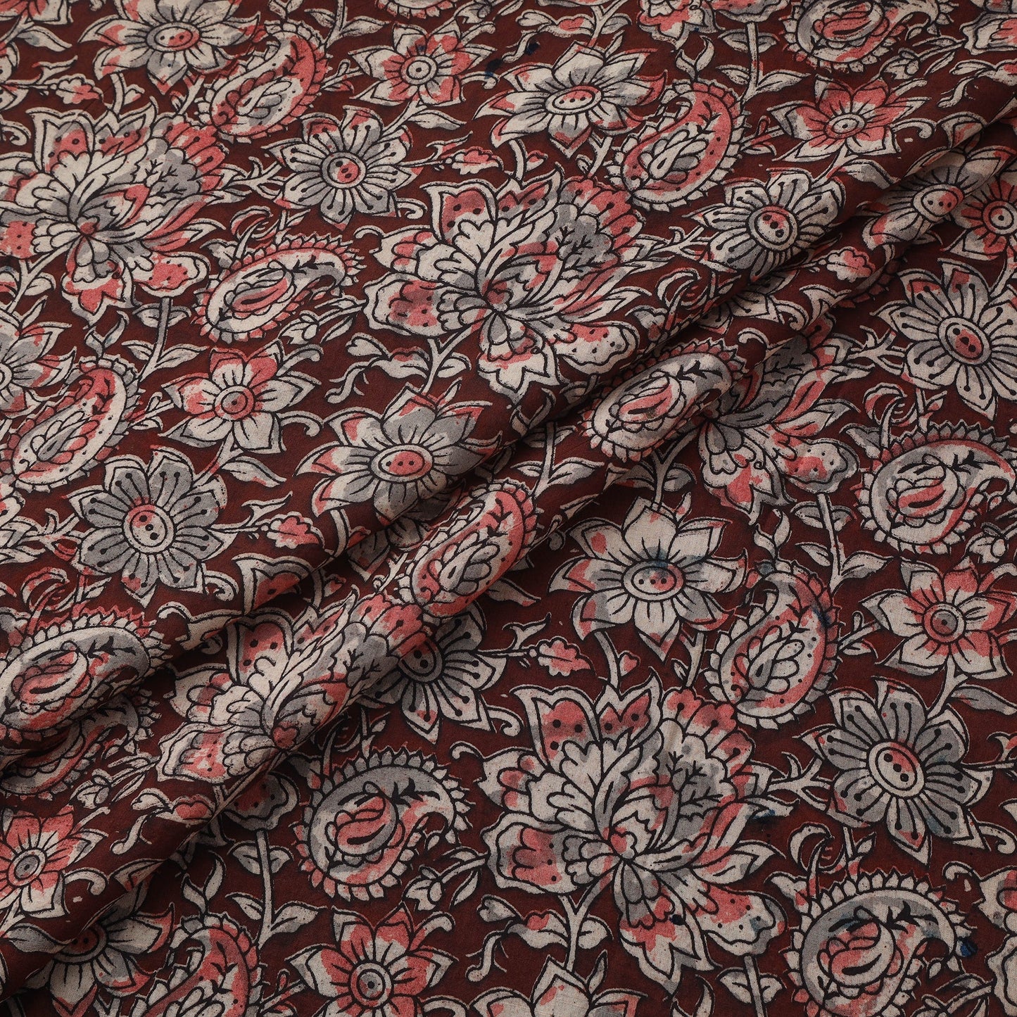 Natural dyed hand block print cotton kalamkari fabric 17