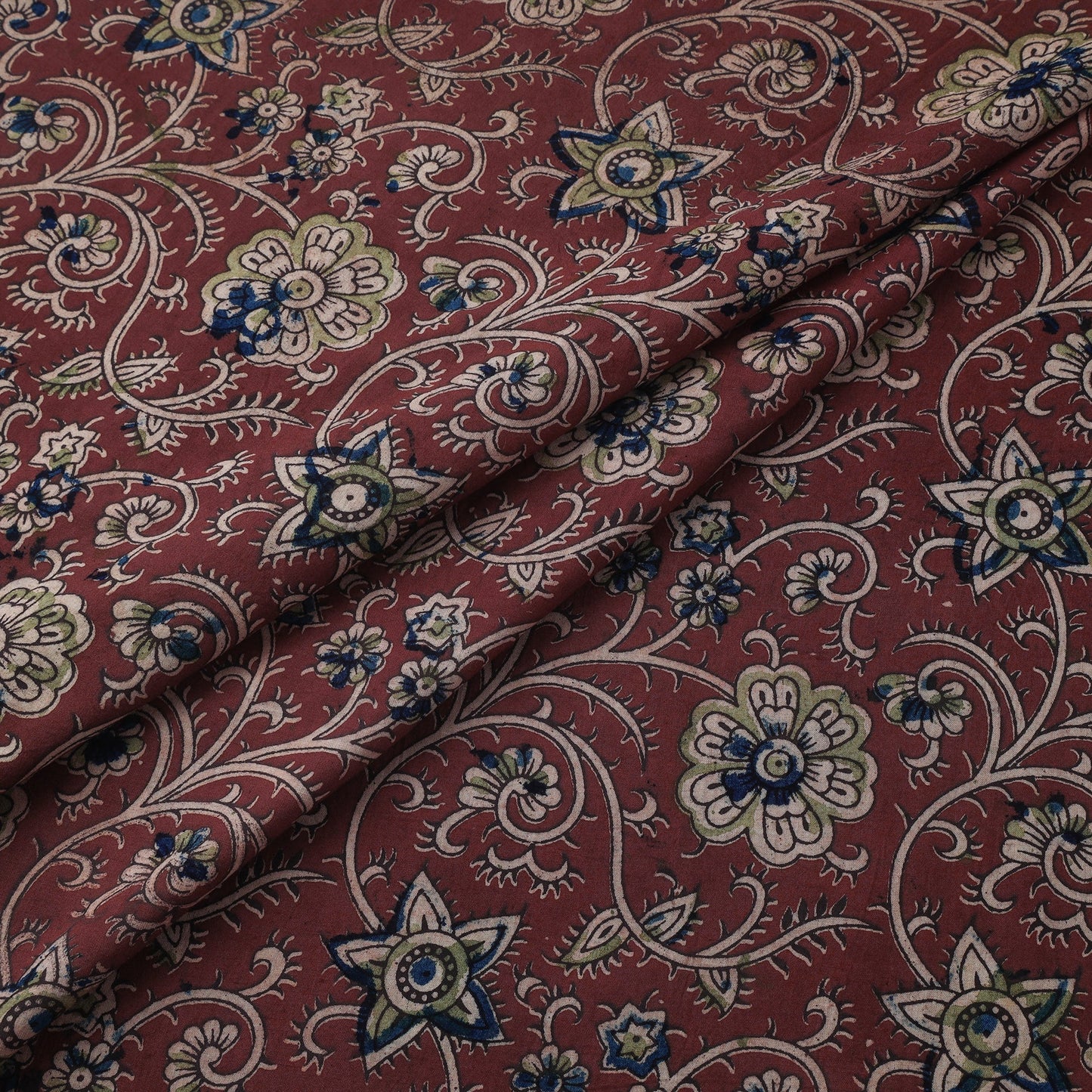 Natural dyed hand block print cotton kalamkari fabric 19
