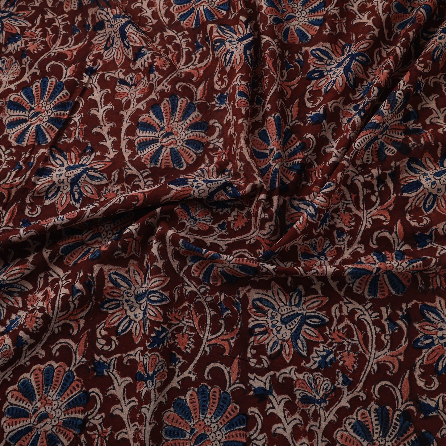 Natural dyed hand block print cotton kalamkari fabric 25
