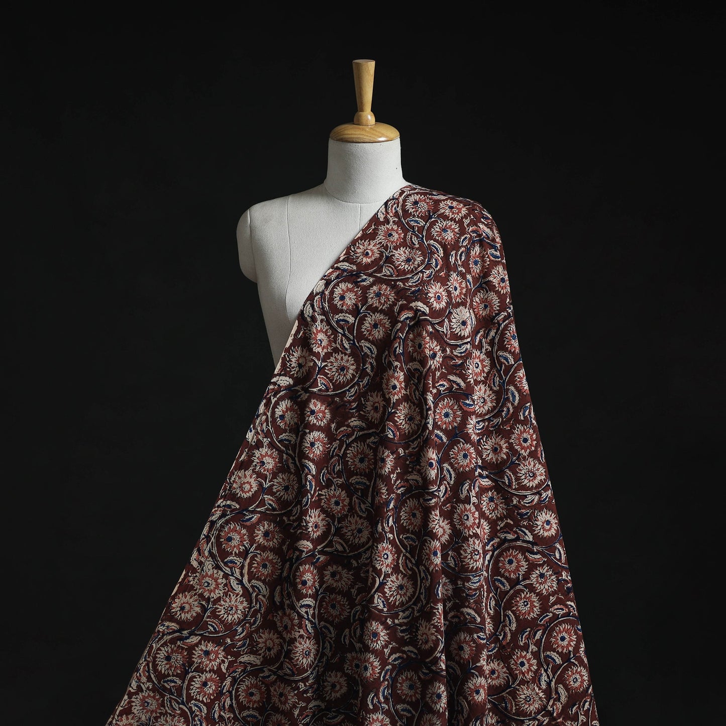 Natural dyed hand block print cotton kalamkari fabric 28