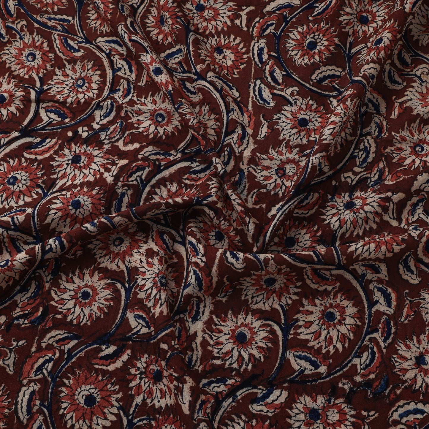Natural dyed hand block print cotton kalamkari fabric 28