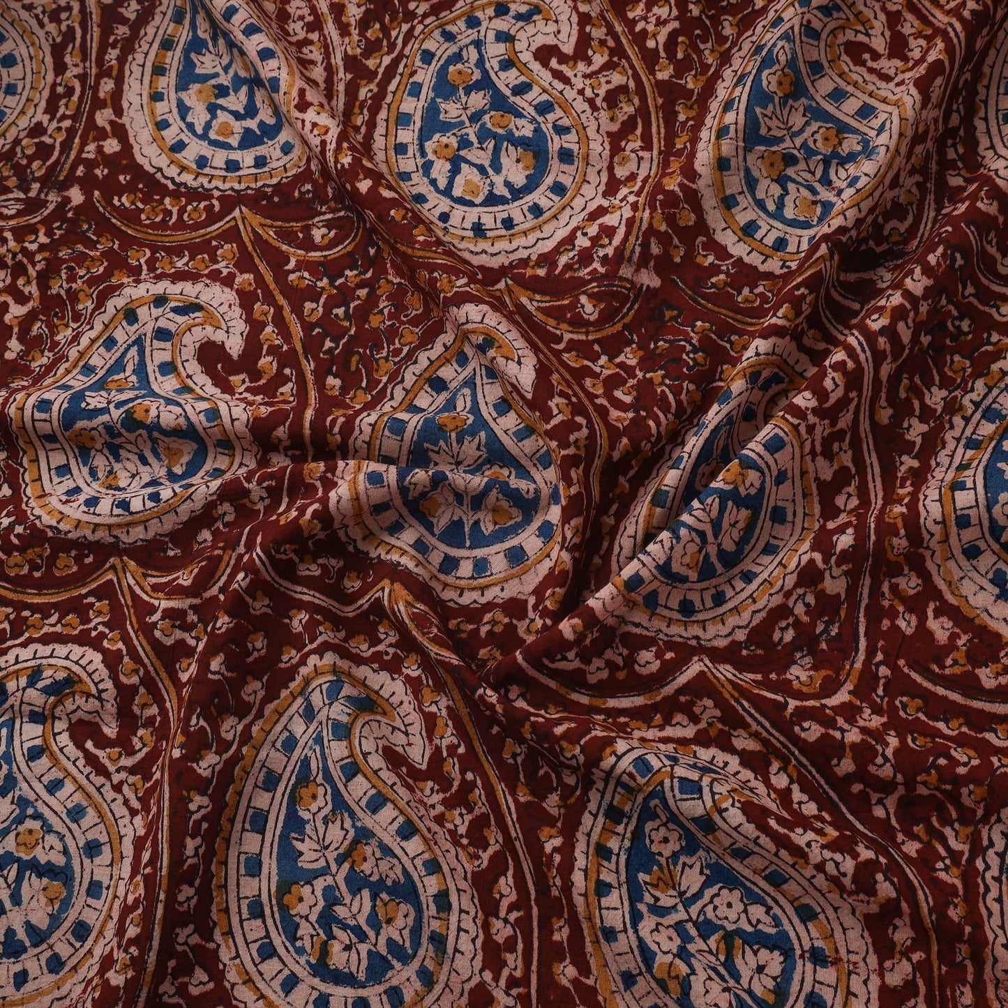 Natural dyed hand block print cotton kalamkari fabric 30