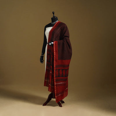 Maroon - natural dyed hand chanderi silk bagh dupatta 09