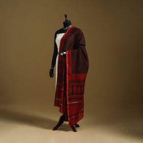 Maroon - natural dyed hand chanderi silk bagh dupatta 09