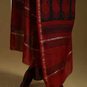 Maroon - natural dyed hand chanderi silk bagh dupatta 09