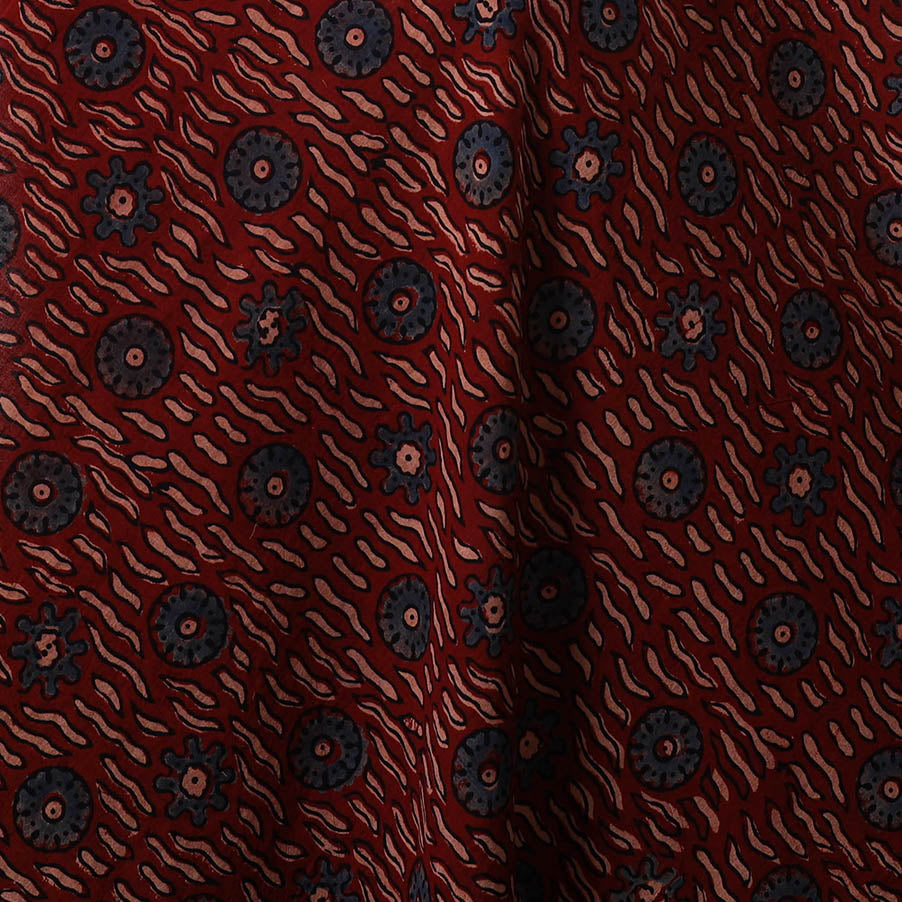 Maroon - natural dyed hand cotton fabric 16 - handcrafted