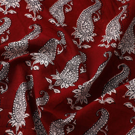  Red Natural Dyed Mul Cotton Bagh Print Fabric