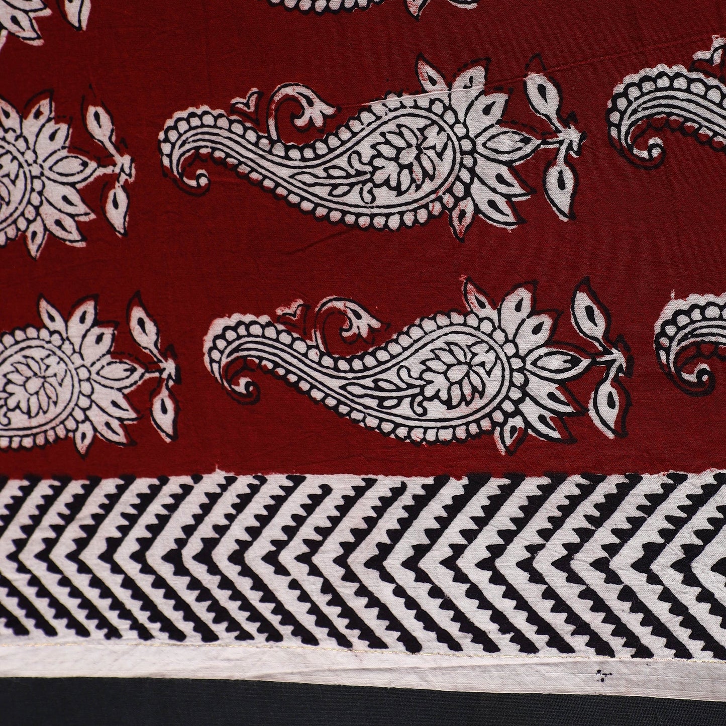  Red Natural Dyed Mul Cotton Bagh Print Fabric