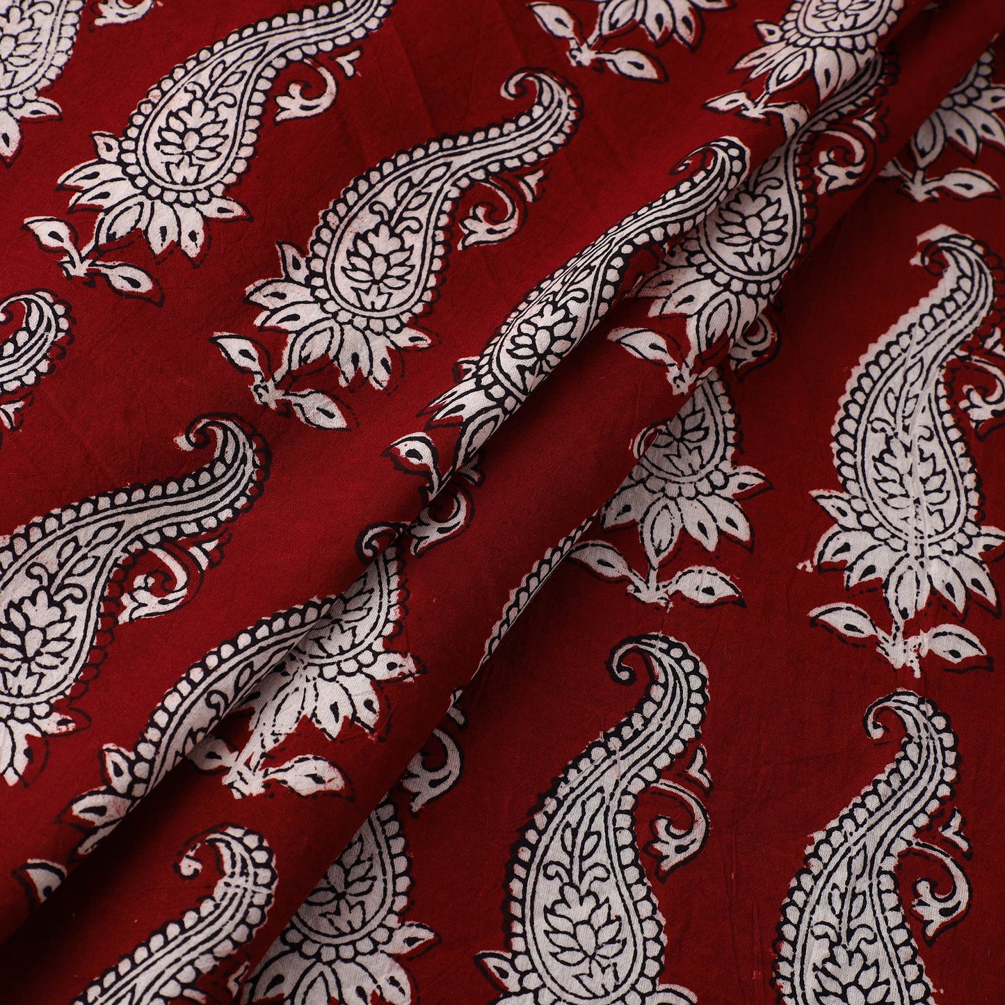  Red Natural Dyed Mul Cotton Bagh Print Fabric