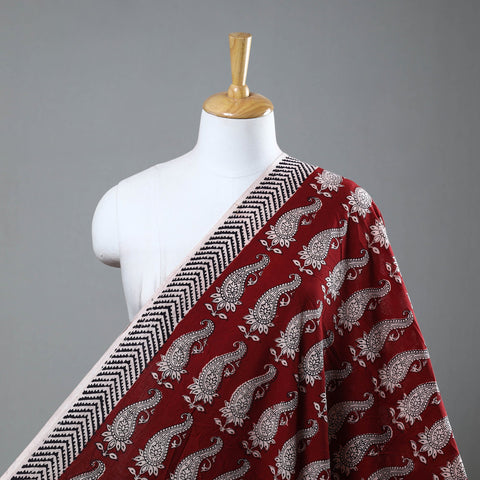  Red Natural Dyed Mul Cotton Bagh Print Fabric