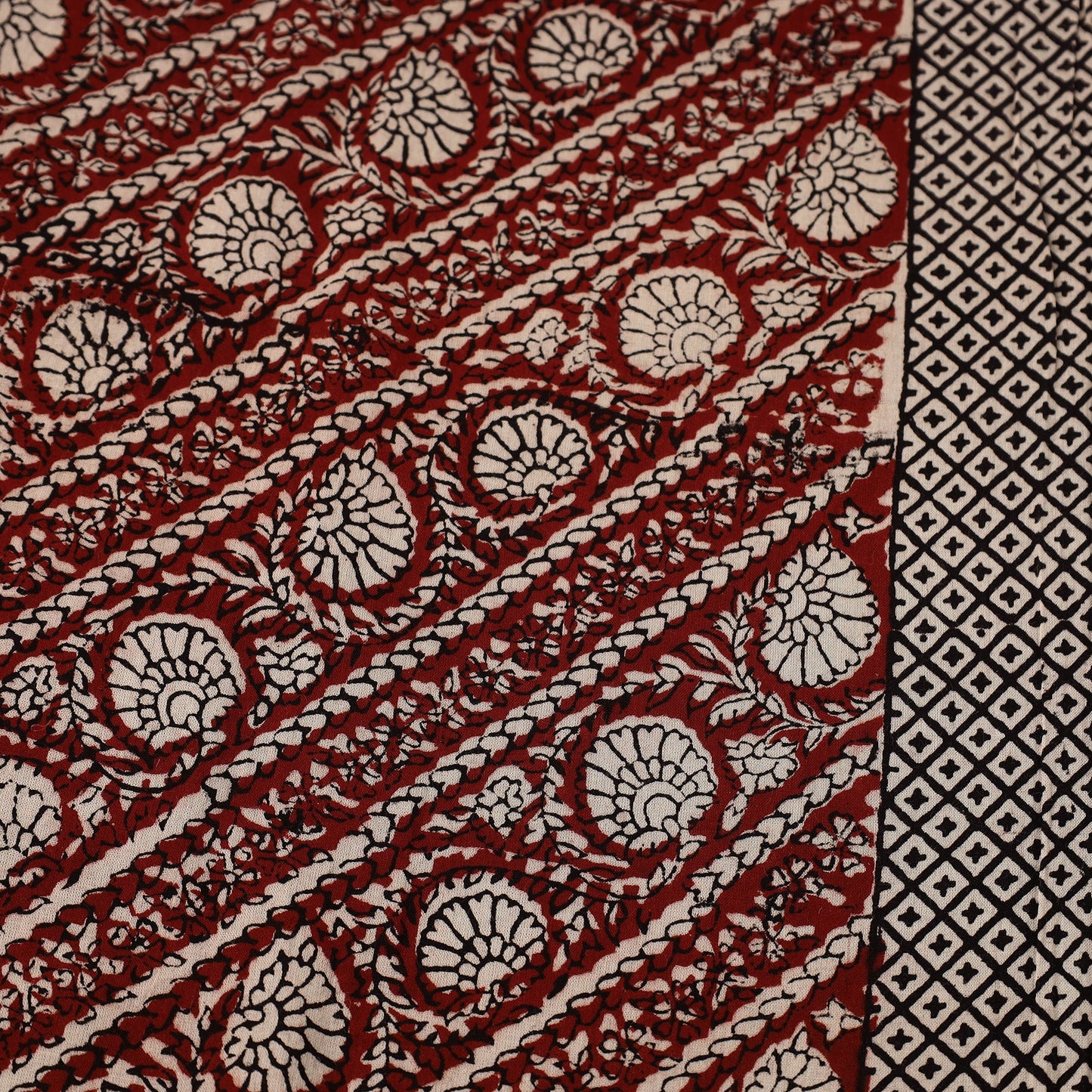 Buy Maroon Natural Dyed Mul Cotton Bagh Print Fabric
