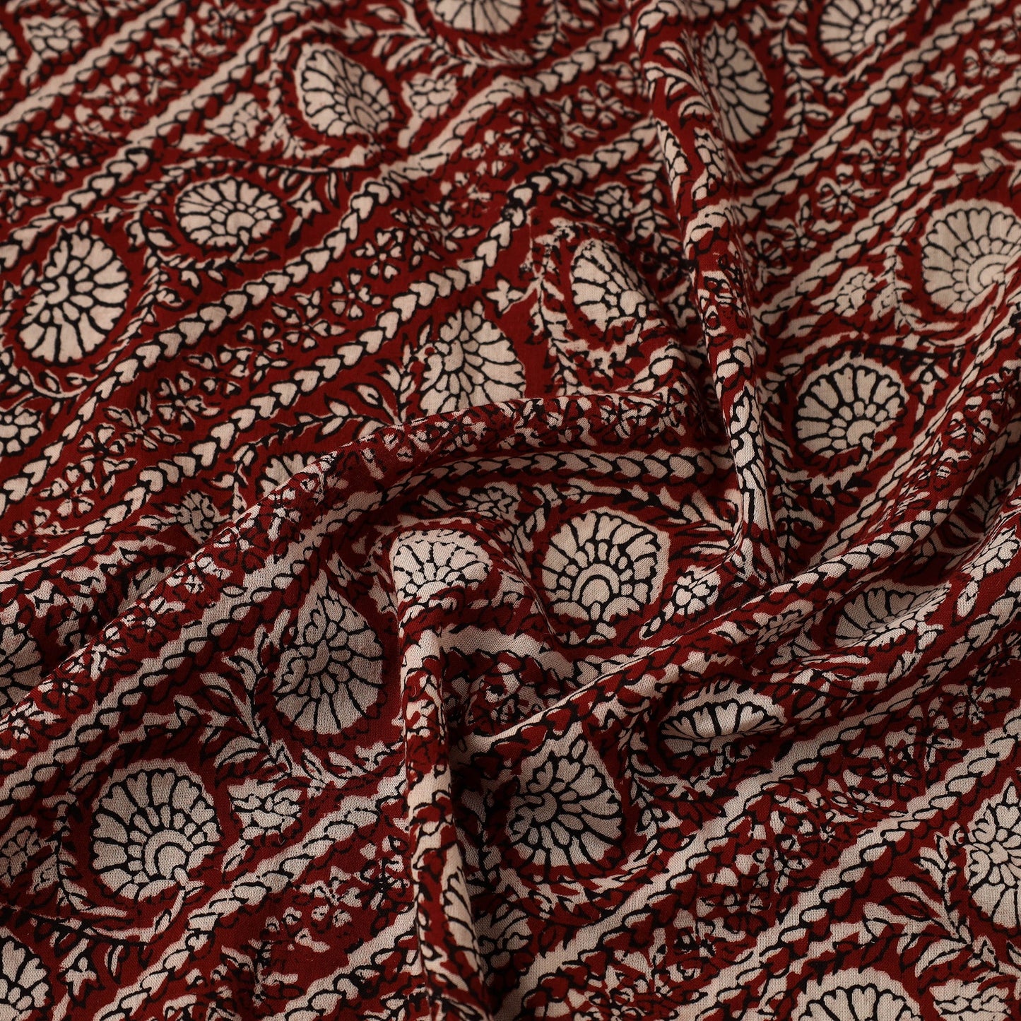 Buy Maroon Natural Dyed Mul Cotton Bagh Print Fabric