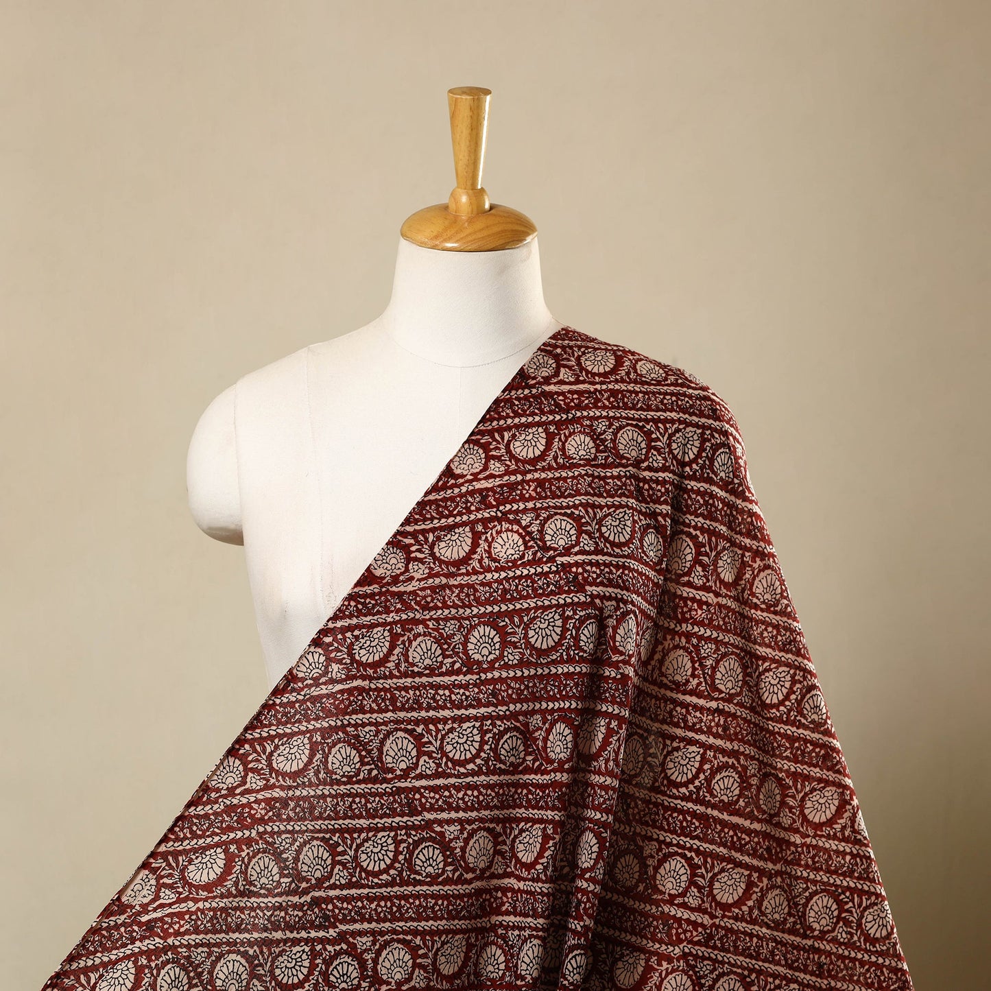 Buy Maroon Natural Dyed Mul Cotton Bagh Print Fabric
