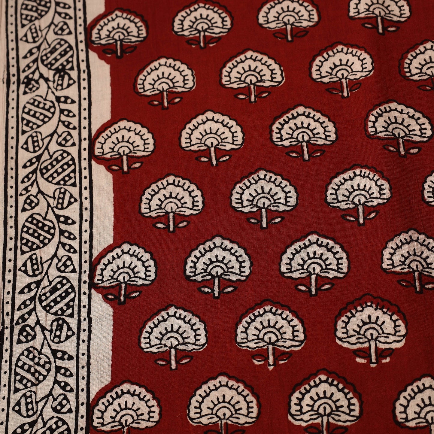  Maroon Natural Dyed Mul Cotton Bagh Print Fabric