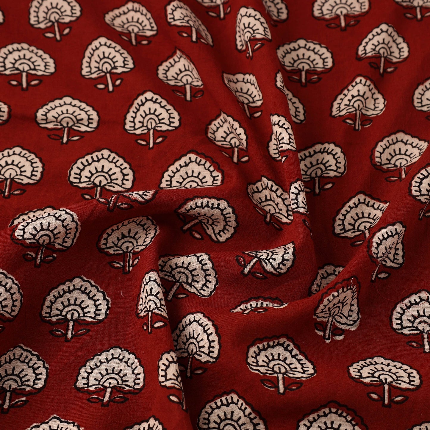  Maroon Natural Dyed Mul Cotton Bagh Print Fabric