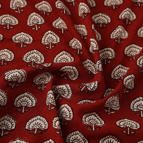  Maroon Natural Dyed Mul Cotton Bagh Print Fabric