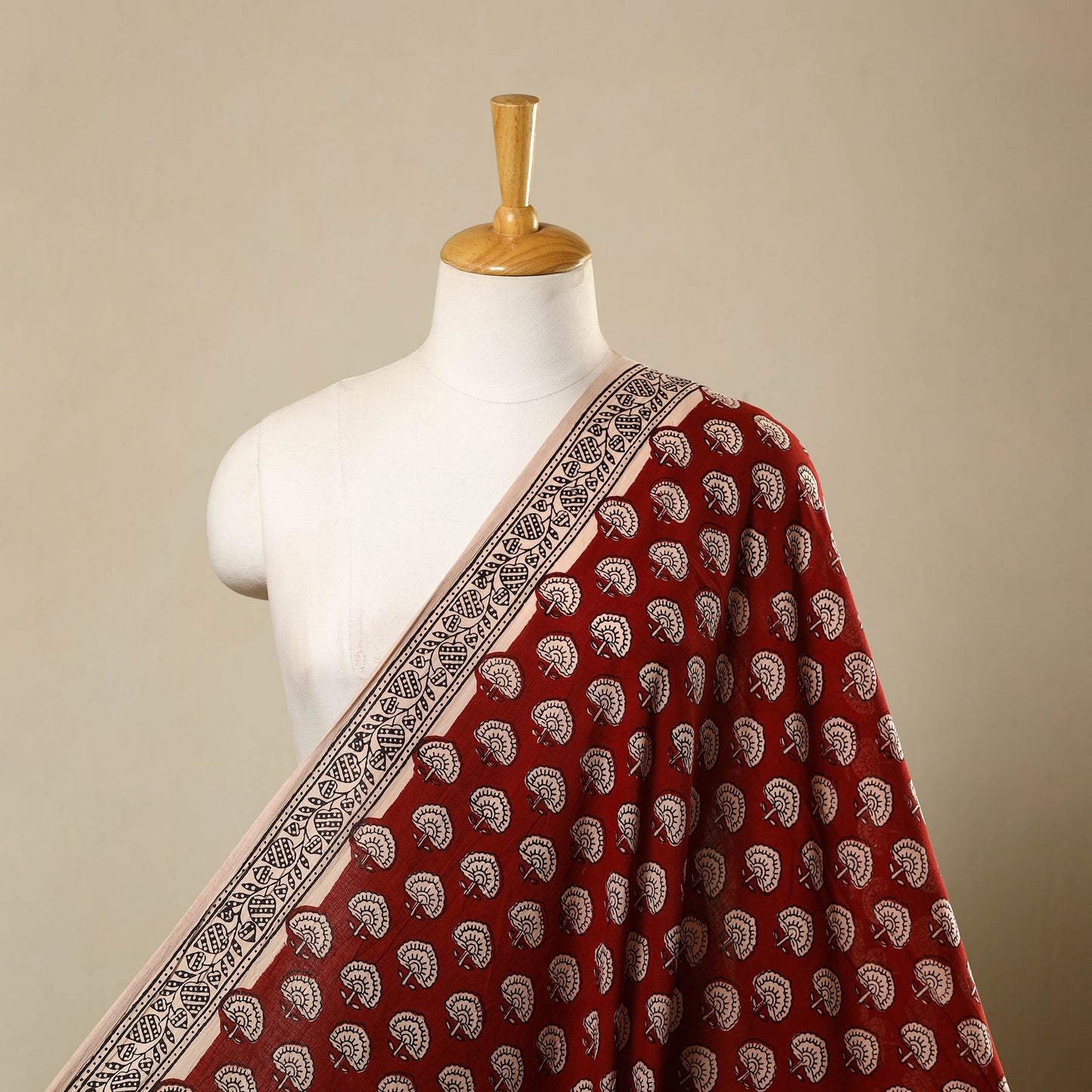  Maroon Natural Dyed Mul Cotton Bagh Print Fabric
