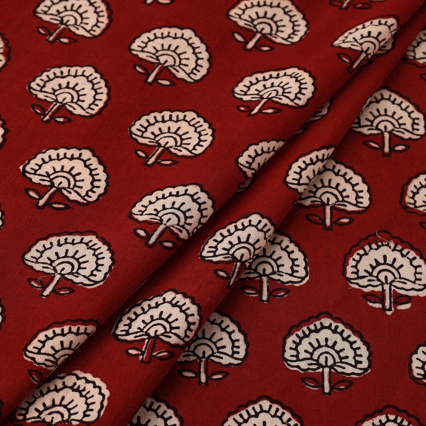  Maroon Natural Dyed Mul Cotton Bagh Print Fabric