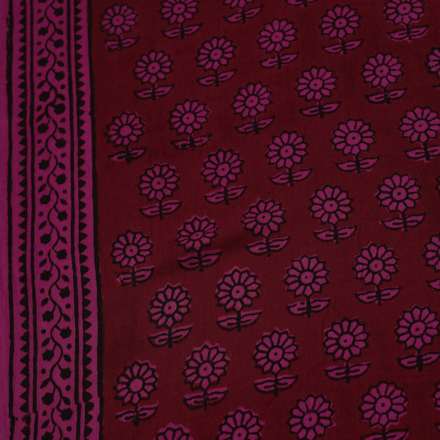 Buy Maroon Natural Dyed Mul Cotton Bagh Print Fabric