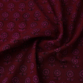 Buy Maroon Natural Dyed Mul Cotton Bagh Print Fabric