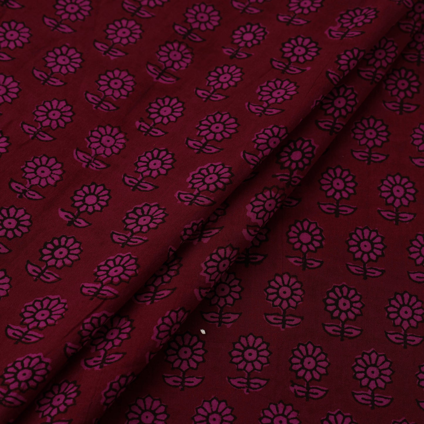 Buy Maroon Natural Dyed Mul Cotton Bagh Print Fabric