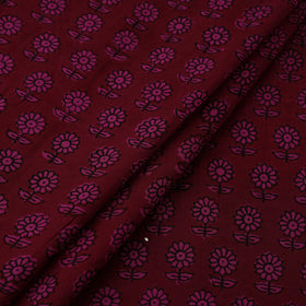 Buy Maroon Natural Dyed Mul Cotton Bagh Print Fabric